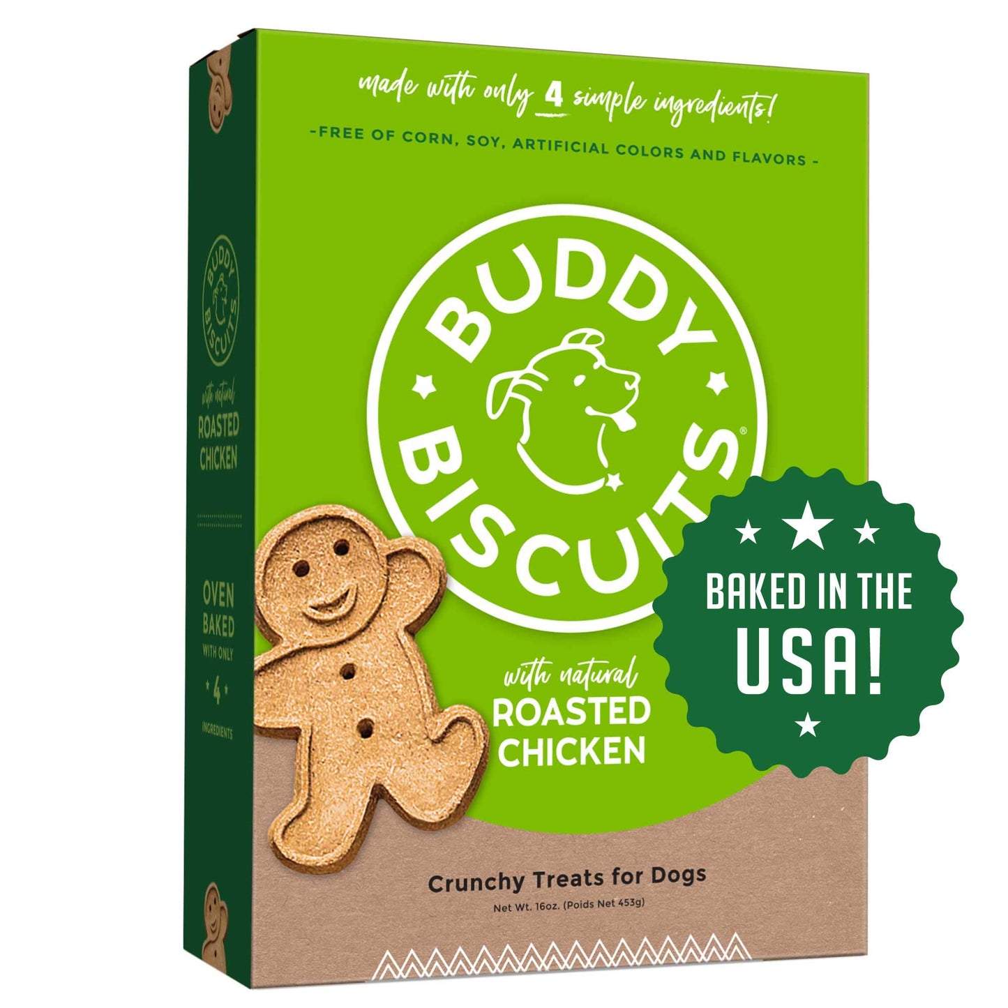 Buddy Biscuits Oven Baked Healthy Dog Treats Crunchy Whole Grain and Baked in the USA 16 oz 6 pack