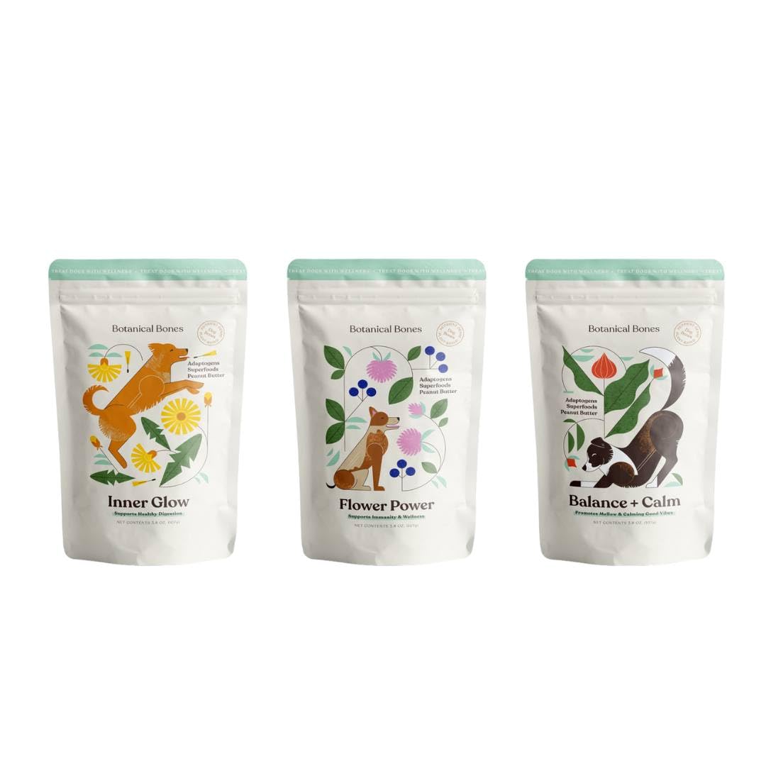 BOTANICAL BONES Superfood Dog Treat Bundle Plant-Based Organic Clean Ingredients Baked in The USA Everyday Dog Treats for All Dogs Wheat-Free All-Natural Biscuits